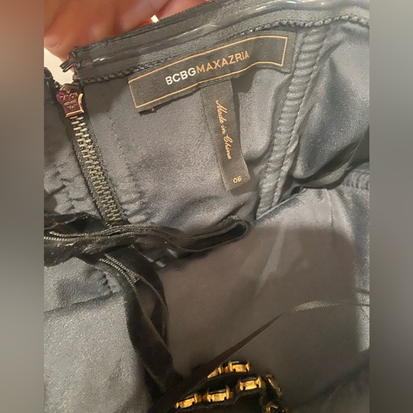 BCBGeneration MAXAZRIA Mini Halter Dress, Black jewelled and velvet halter tie - Picture 9 of 12